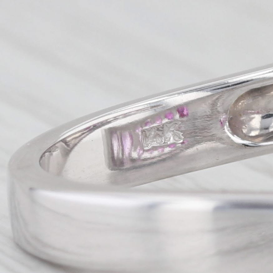 Light Gray Shades of Pink Sapphire Bypass Ring 14k White Gold Size 7.25