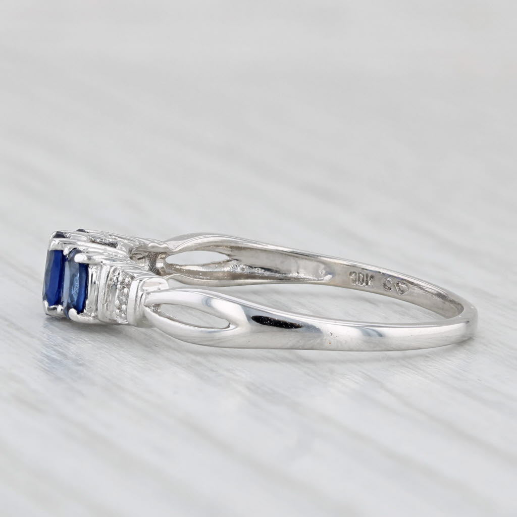 Light Gray 0.95ctw Lab Created Sapphire 3-Stone Ring 10k White Gold Size 9 Diamond Accents