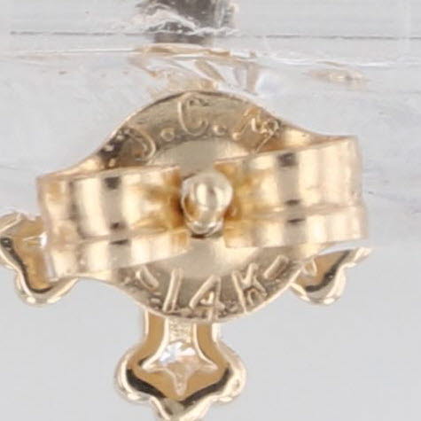 Small Cubic Zirconia Cross Stud Earrings 14k Yellow Gold Studs