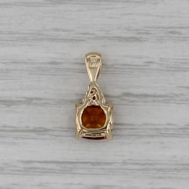 1.46ctw Orange Citrine Diamond Pendant 10k Yellow Gold Small Drop