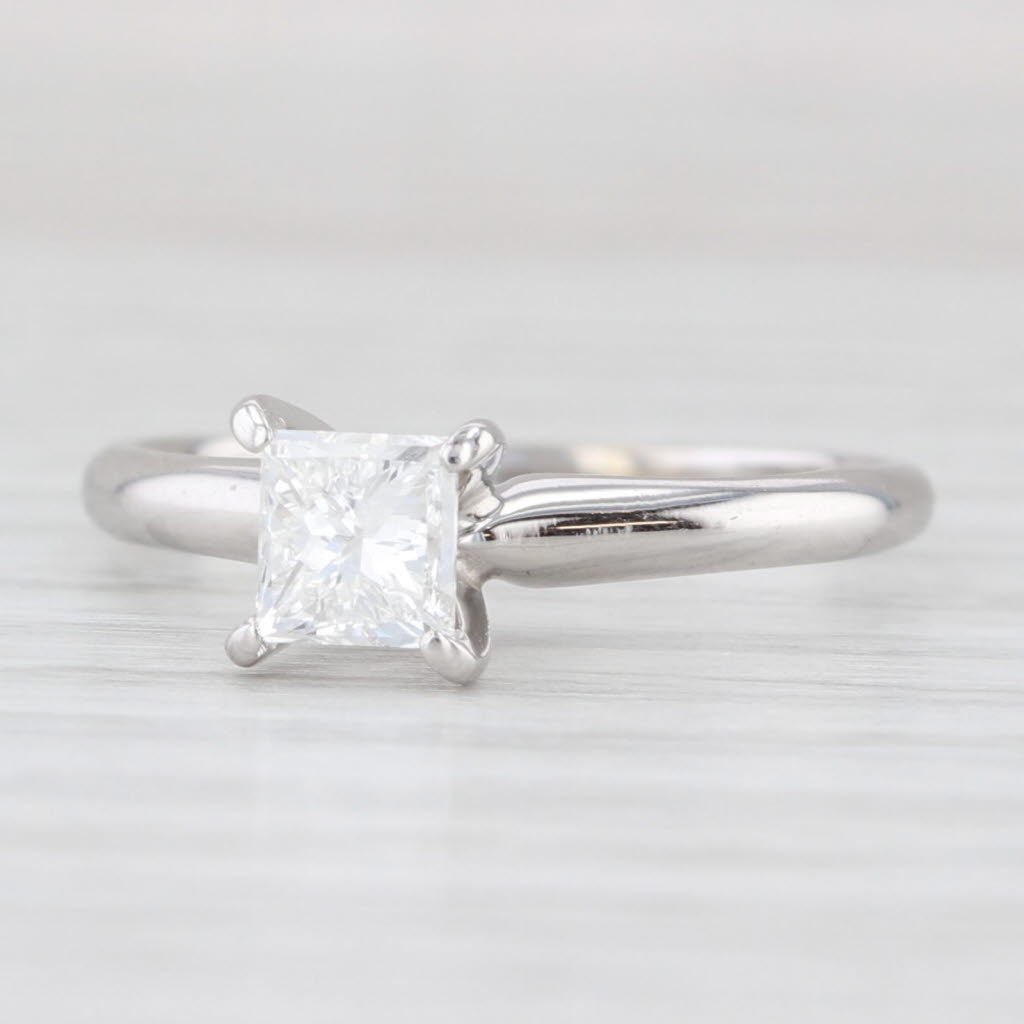 Light Gray 0.70ct VS1 Princess Solitaire Engagement Ring 14k White Gold Size 6.5 IGI