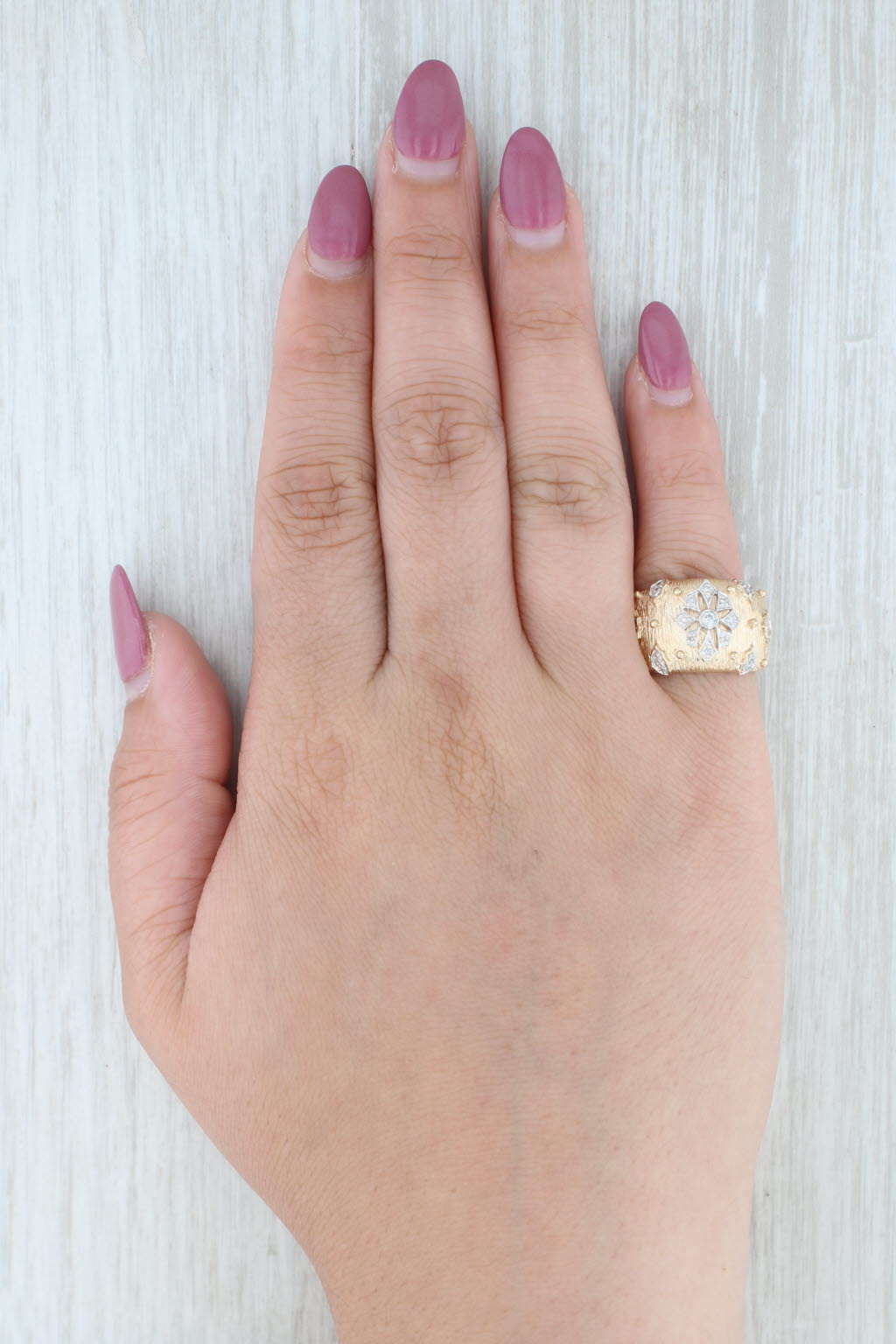 Gray 0.20ctw Diamond Snowflake Ring 14k Yellow White Gold Size 5.5 Cocktail
