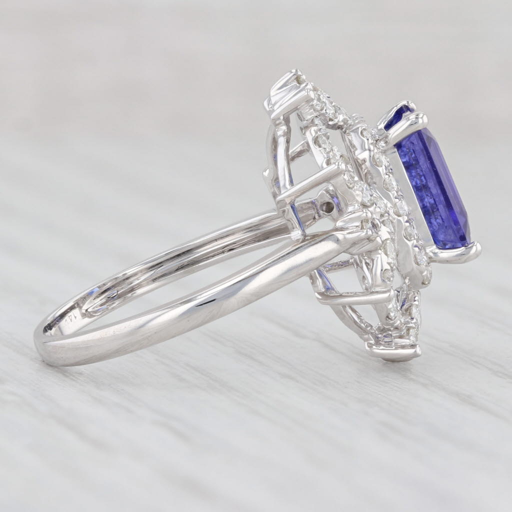 Light Gray New 2.91ctw Tanzanite Diamond Halo Ring 14k White Gold Size 7