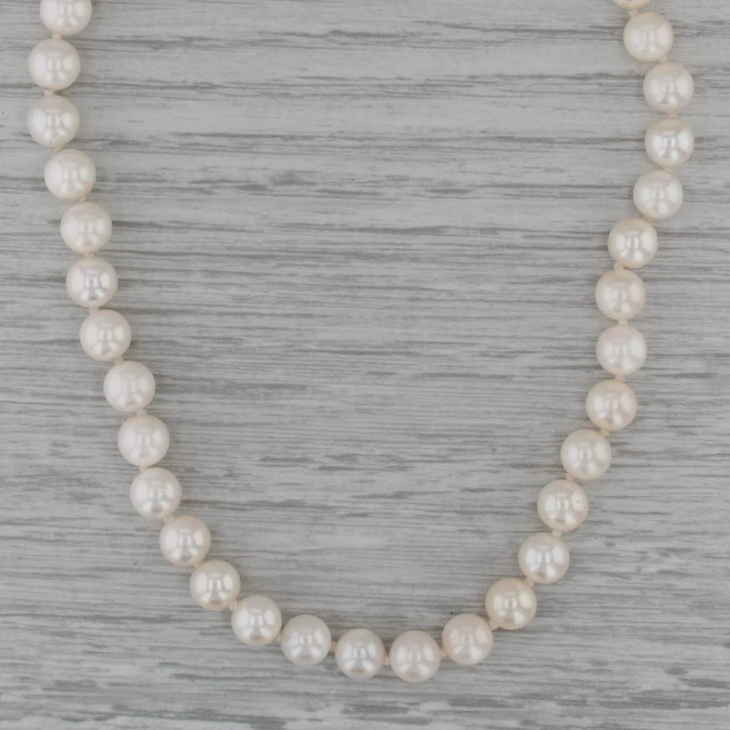 30" Single Strand Saltwater Cultured Pearl Necklace 14k Yellow Gold 6-6.5mm