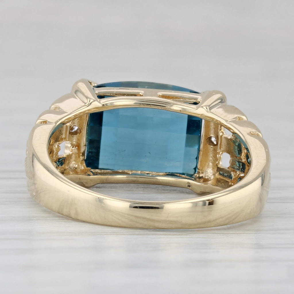 Gray Blue Topaz Diamond Ring 14k Yellow Gold Size 7