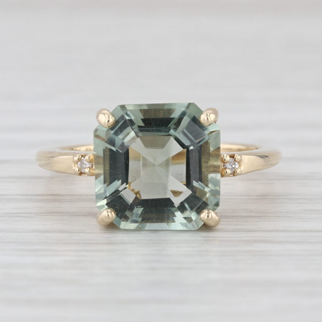 1.40ct Prasiolite Green Amethyst Solitaire Ring 10k Yellow Gold Size 6.25