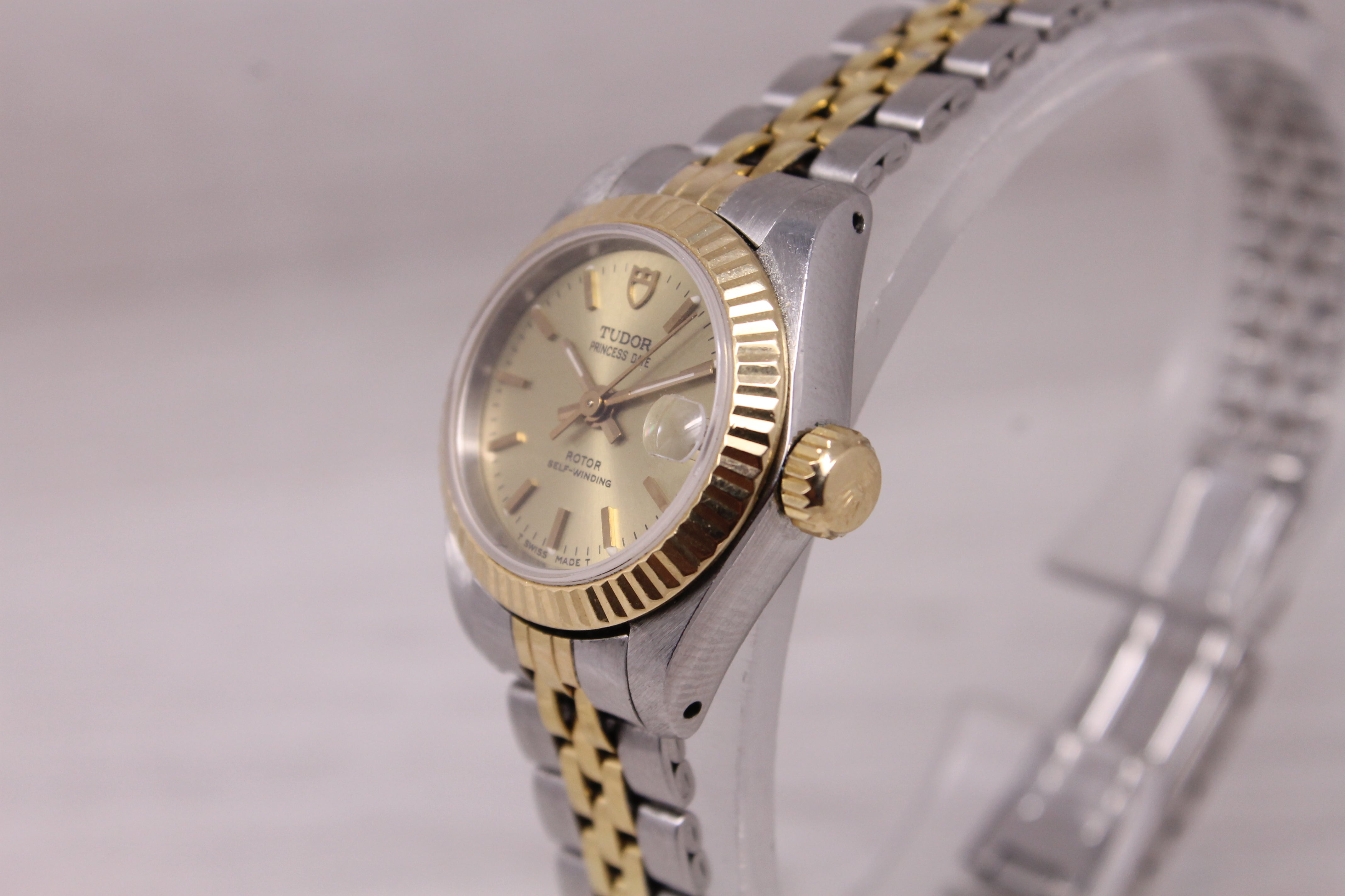 Tudor Princess Date Ladies 23mm Automatic Watch Date Fluted Two Tone 92513