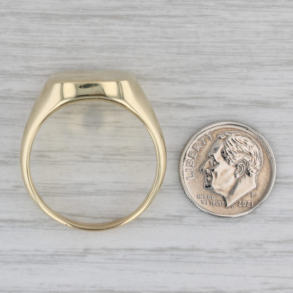 Gray Engravable Men's Signet Ring 14k Yellow Gold Size 14 Men's