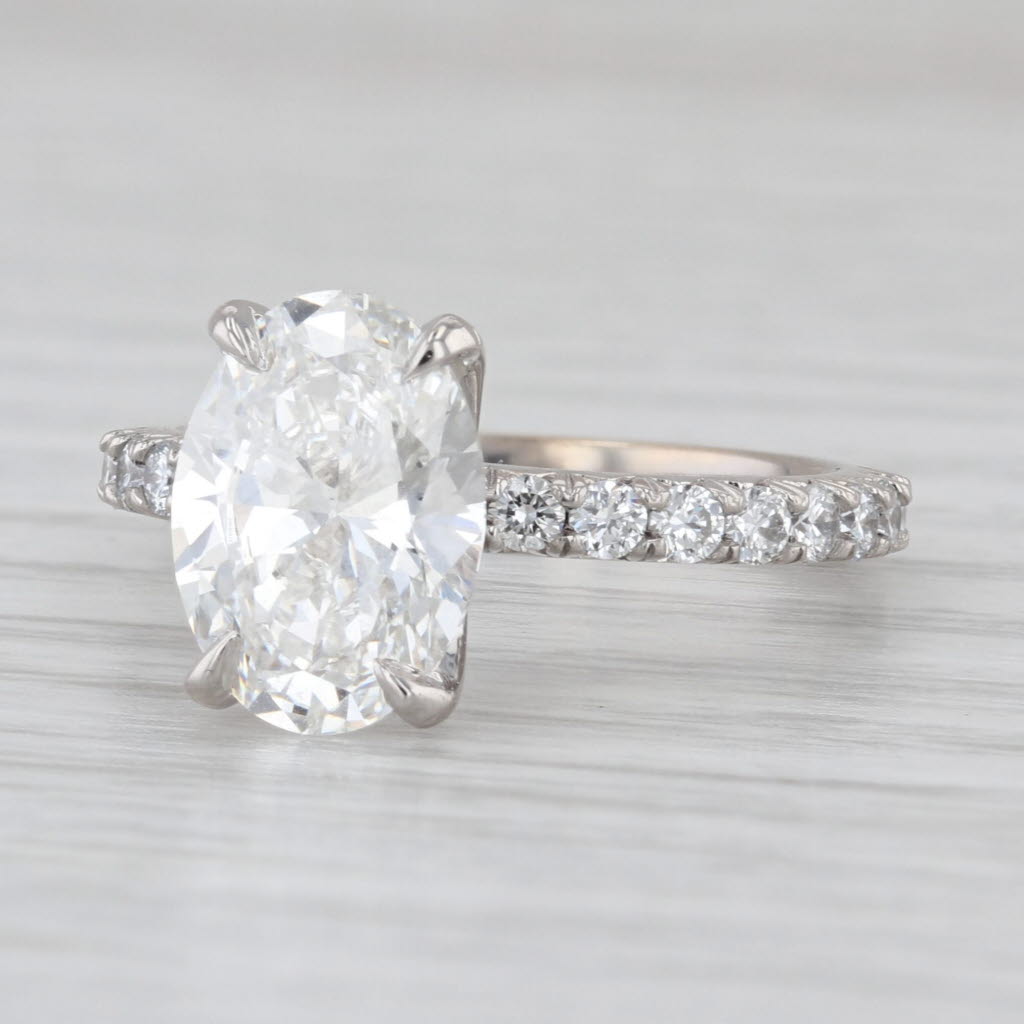 New IGI 3.75ctw Oval Lab Grown Diamond Engagement Ring 14k White Gold Size 6.5