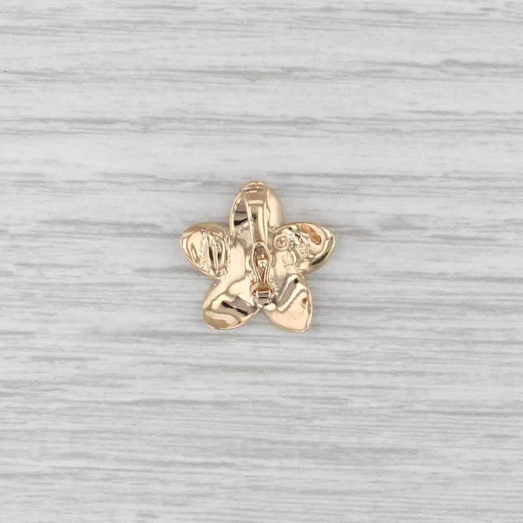 Diamond Solitaire Flower Enhancer Pendant 14k Yellow Gold Floral Clip Bail