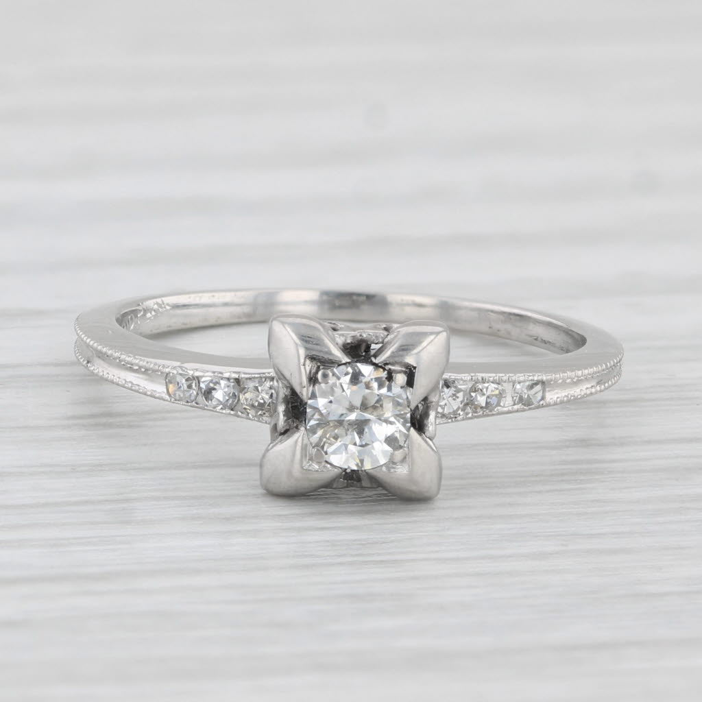 Light Gray Antique 0.22ctw Diamond Solitaire Engagement Ring Platinum Size 6