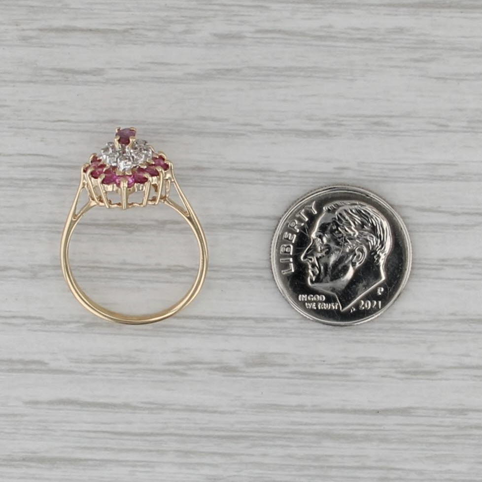 0.94ctw Ruby Diamond Cluster Ring 14k Yellow Gold Size 5.75