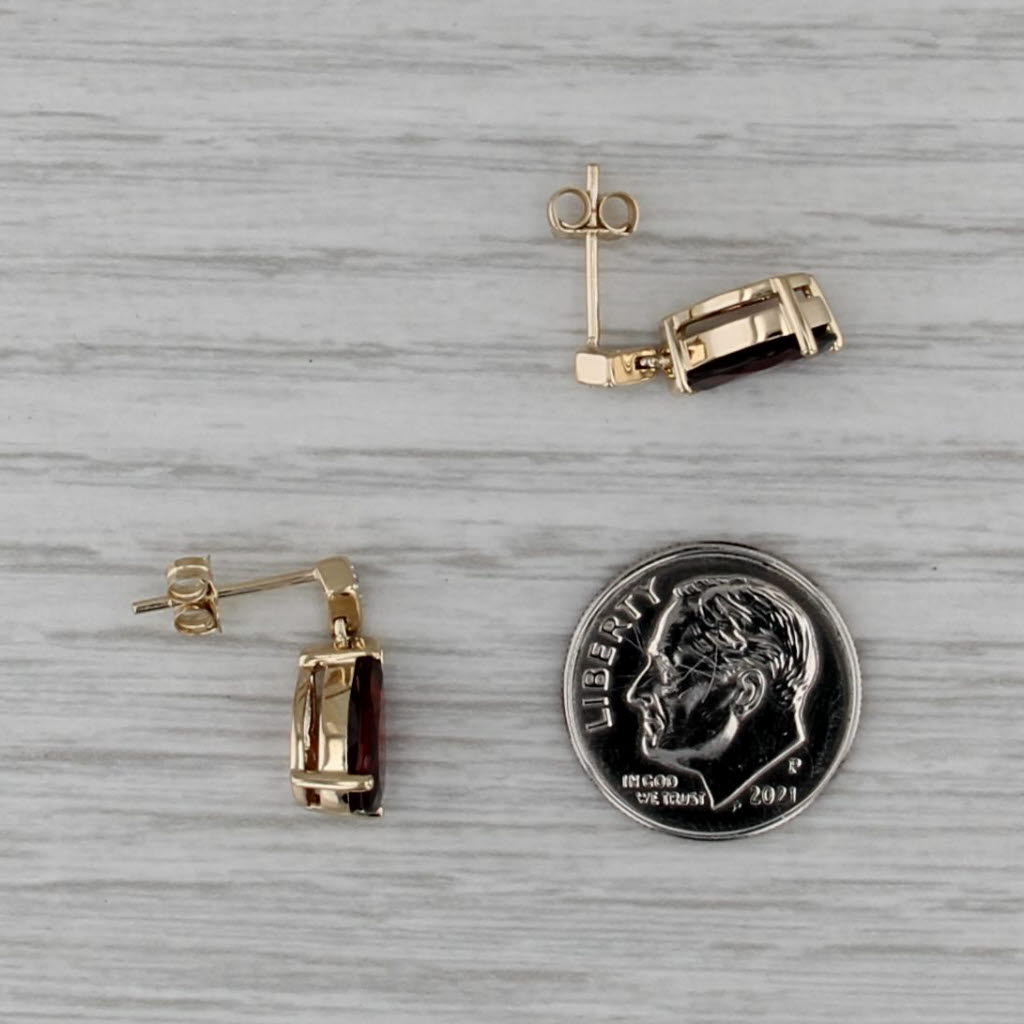 3.33ctw Garnet Diamond Teardrop Earrings 14k Yellow Gold