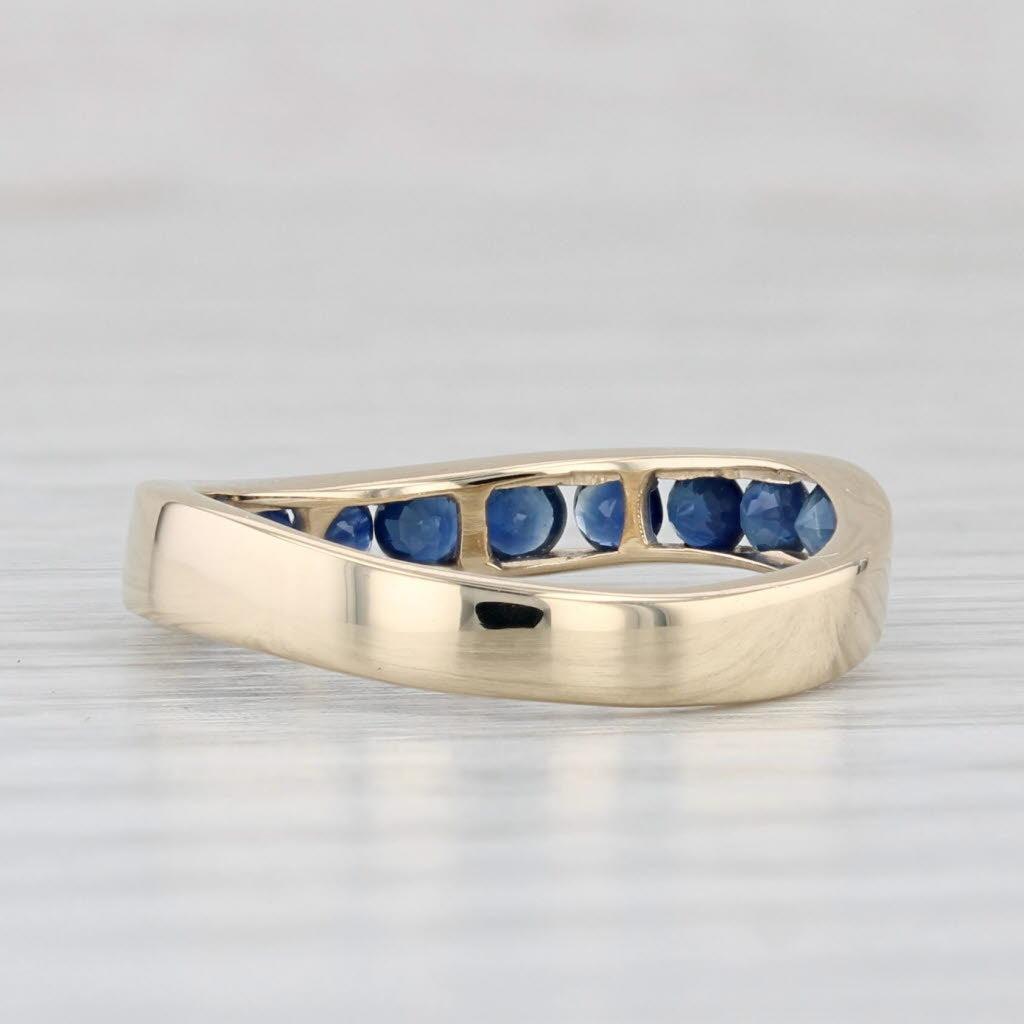 Light Gray 0.75ctw Blue Sapphire Ring 10k Yellow Gold Size 6.25 Stackable Band