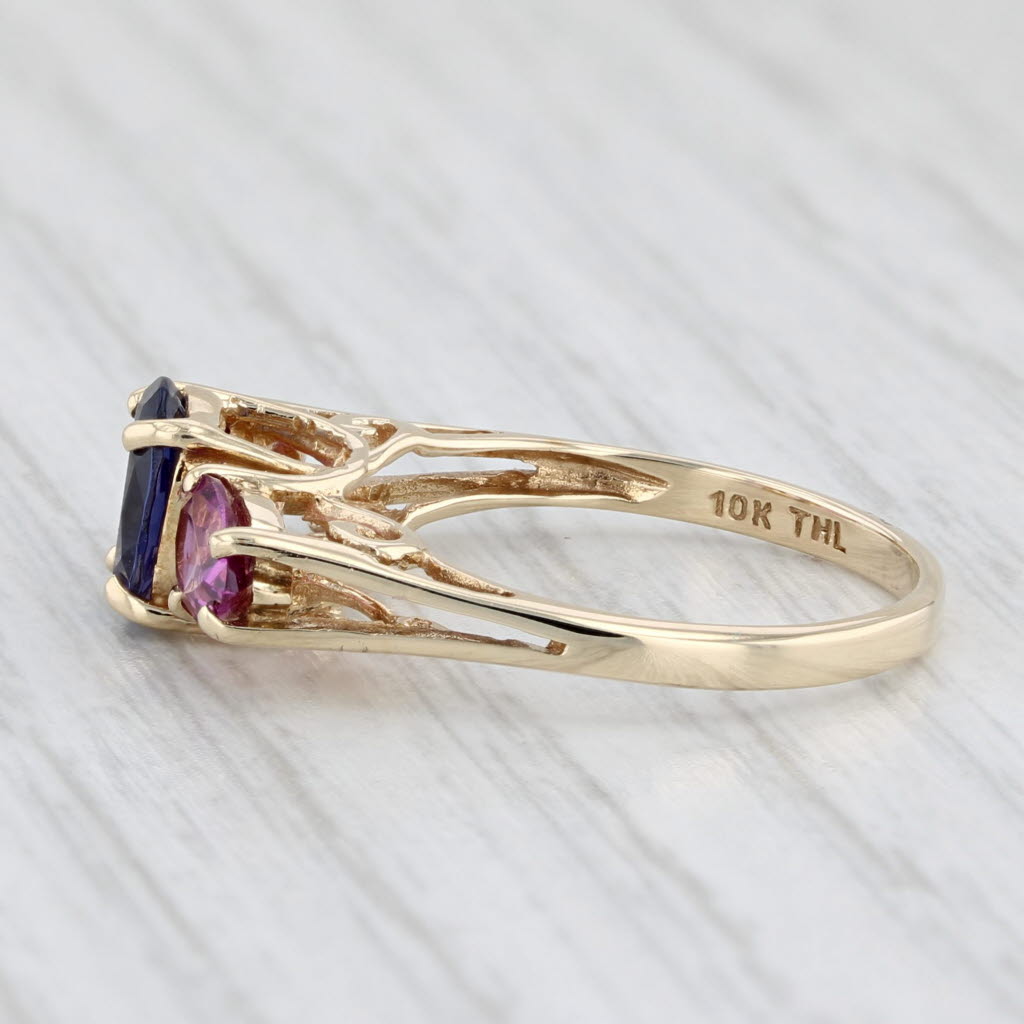 Light Gray 1.34ctw Iolite Garnet Ring 10k Yellow Gold Size 5 Cathedral Band