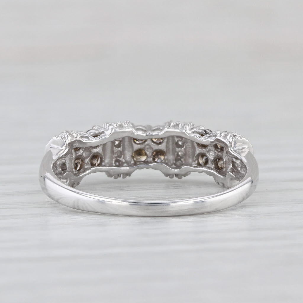 0.40ctw Champagne White Diamond Cluster Ring 10k White Gold Size 8 Wedding Band