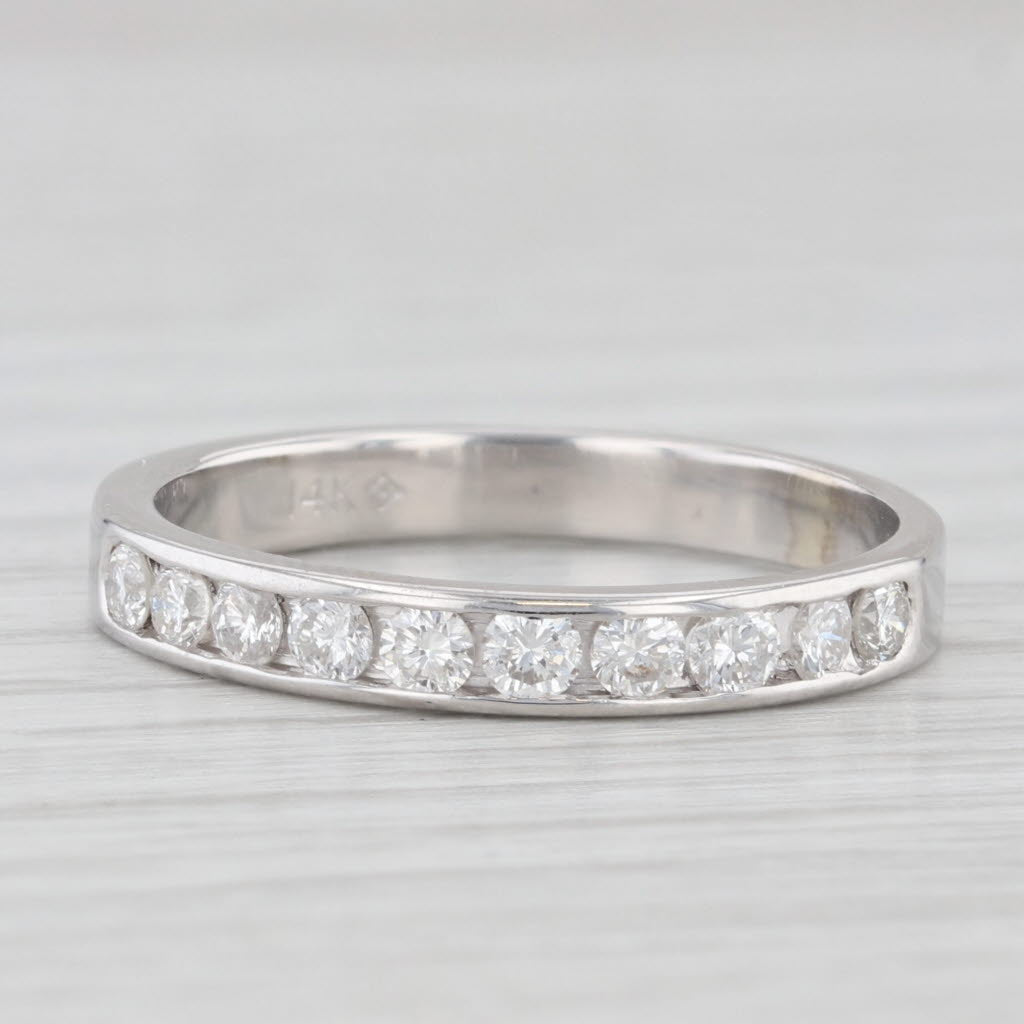 Light Gray 0.50ctw Diamond Wedding Band 14k White Gold Stackable Anniversary Ring Size 7.75