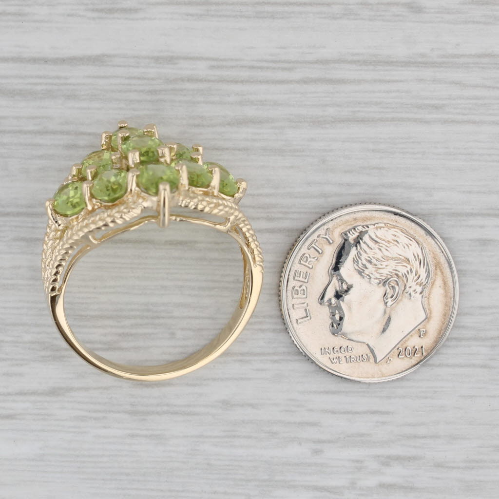 Gray 4.50ctw Peridot Cluster Ring 14k Yellow Gold Size 8.25 Cocktail