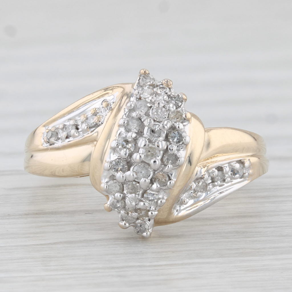 Light Gray 0.14ctw Diamond Cluster Bypass Ring 10k Yellow Gold Size 5.5