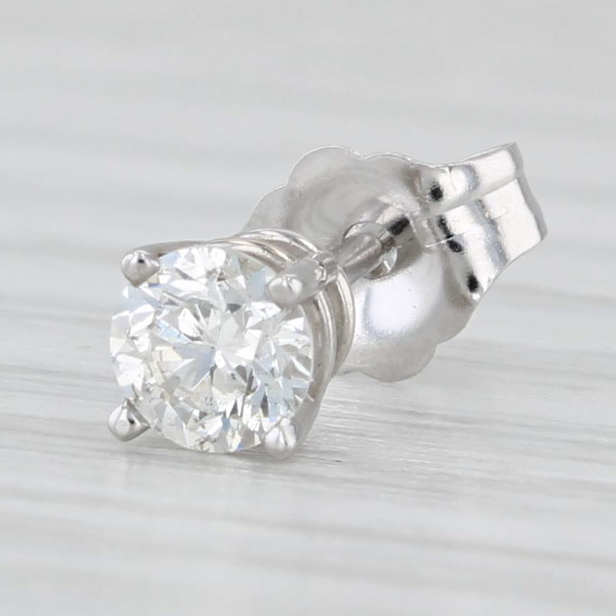 Light Gray Single 0.20ct Diamond Solitaire Stud Earring 14k White Gold Round Brilliant