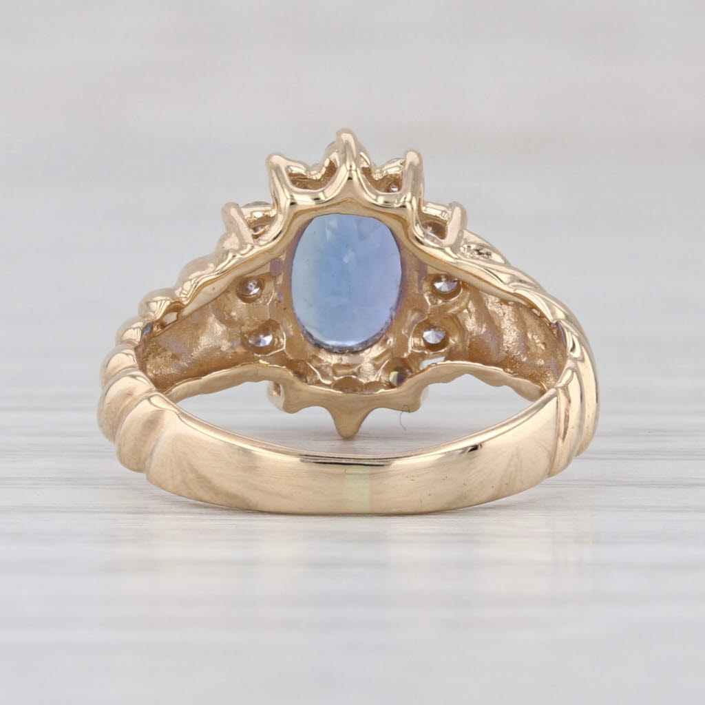 1.59ctw Oval Tanzanite Diamond Halo Ring 14k Yellow Gold Size 5.5