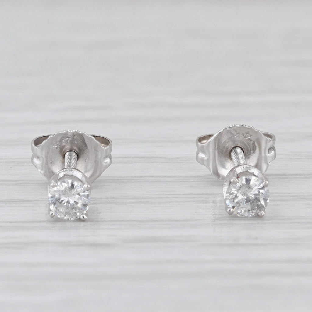 0.24ctw Diamond Round Solitaire Stud Earrings 14k White Gold