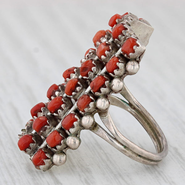 Vintage Native American Coral Ring Sterling Silver Lorene Ducson Damaged AS IS