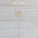 Gray 0.25ctw Diamond Cluster Heart Lariat Pendant Necklace 10k Yellow Gold 17"