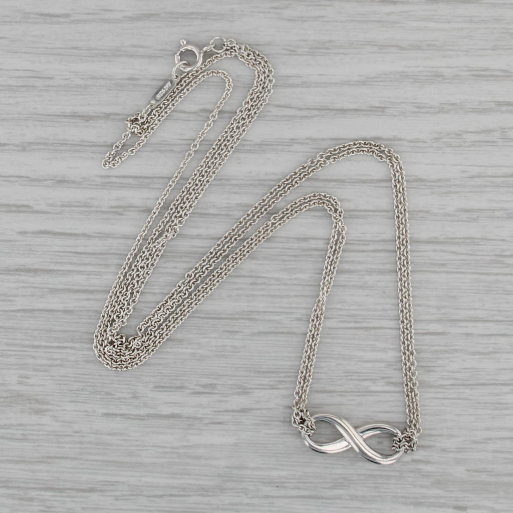 Tiffany & Co Infininity Knot 2-Chain Necklace w/ Box Pouch Bag Sterling Silver