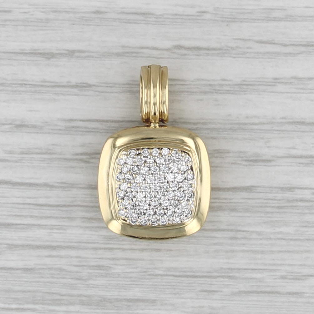 David Yurman Albion 0.75ctw Pave Diamond Pendant 18k Gold Enhacner Clip Bail