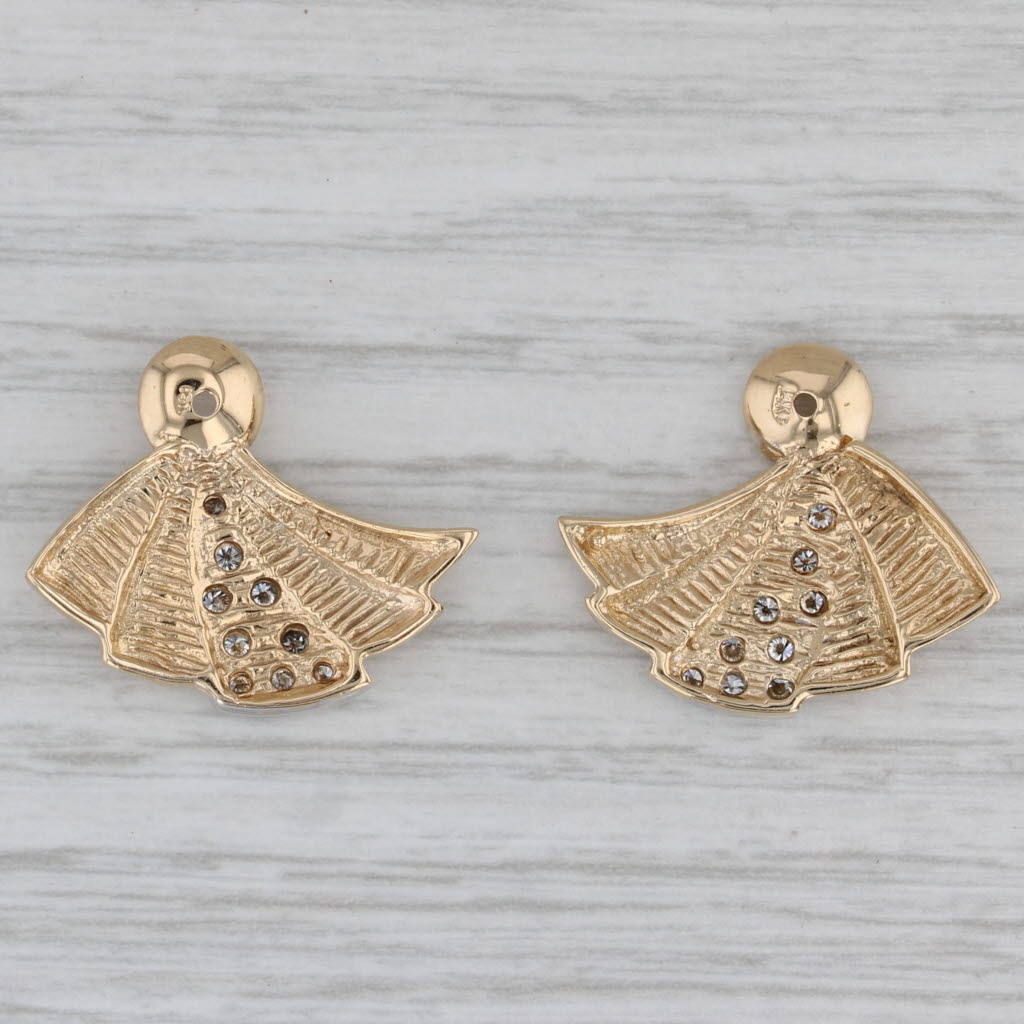 Gray 0.36ctw Diamond Fan Earring Enhancer Charms 14k Yellow Gold