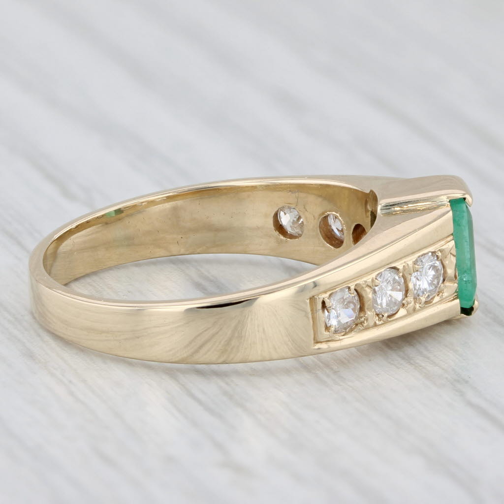 Light Gray 1.20ctw Emerald Diamond Ring 14k Yellow Gold Size 6.75 Cathedral Band