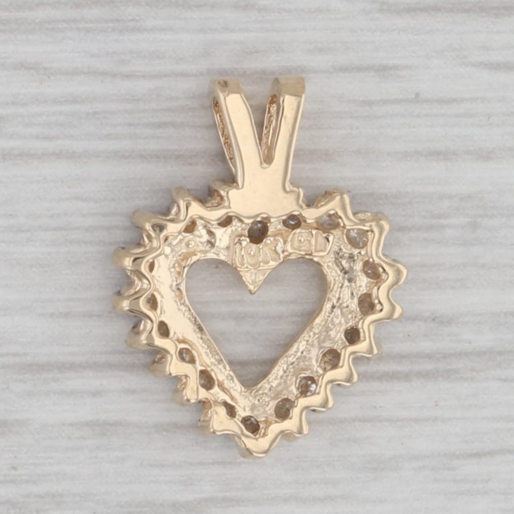 Gray Small 0.18ctw Diamond Halo Open Heart Pendant 10k Yellow Gold