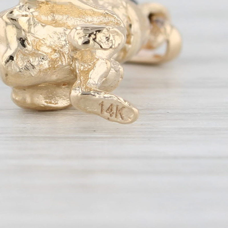 Light Gray Small Gnome Pendant 14k Yellow Gold Charm 3D Figural