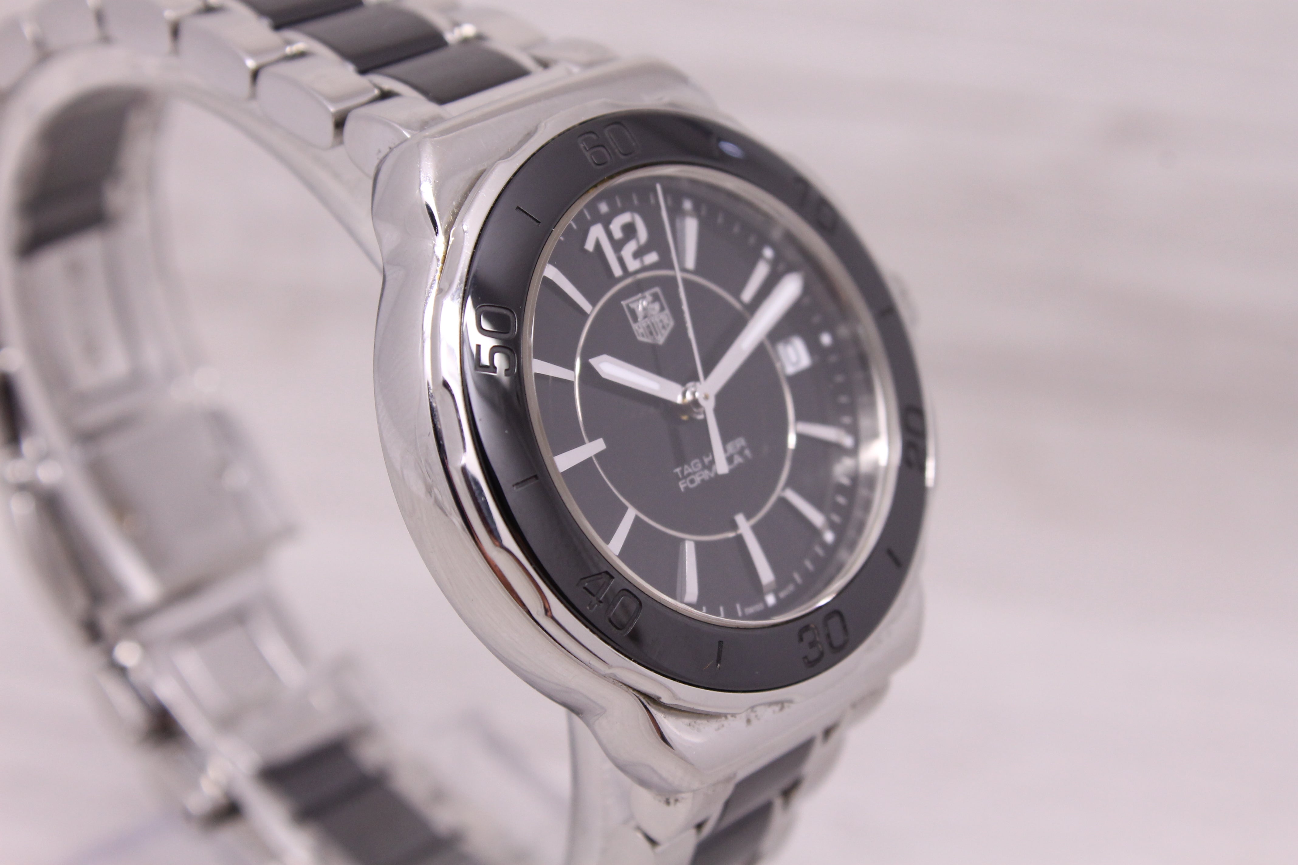 Gray Tag Heuer Ladies Formula 1 WAH1210 35mm Steel & Ceramic Quartz Watch Box Tag