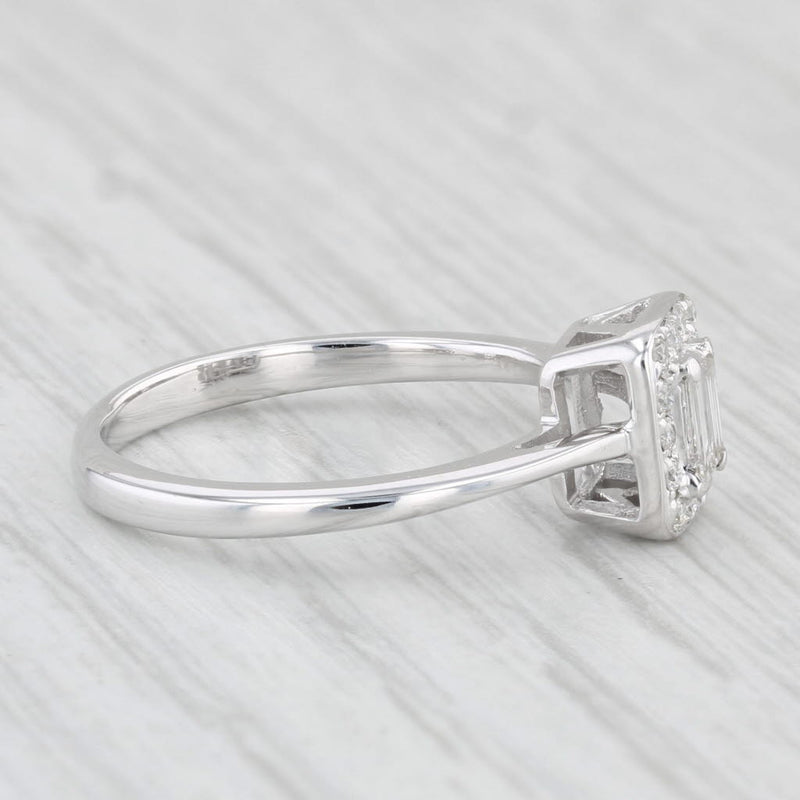 0.17ctw Diamond Halo Engagement Ring 14k White Gold Size 5