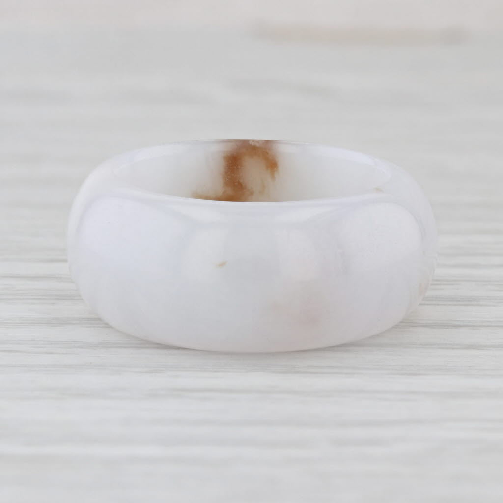 Marbled Jadeite Jade Band Ring Size 9.25 10.8mm
