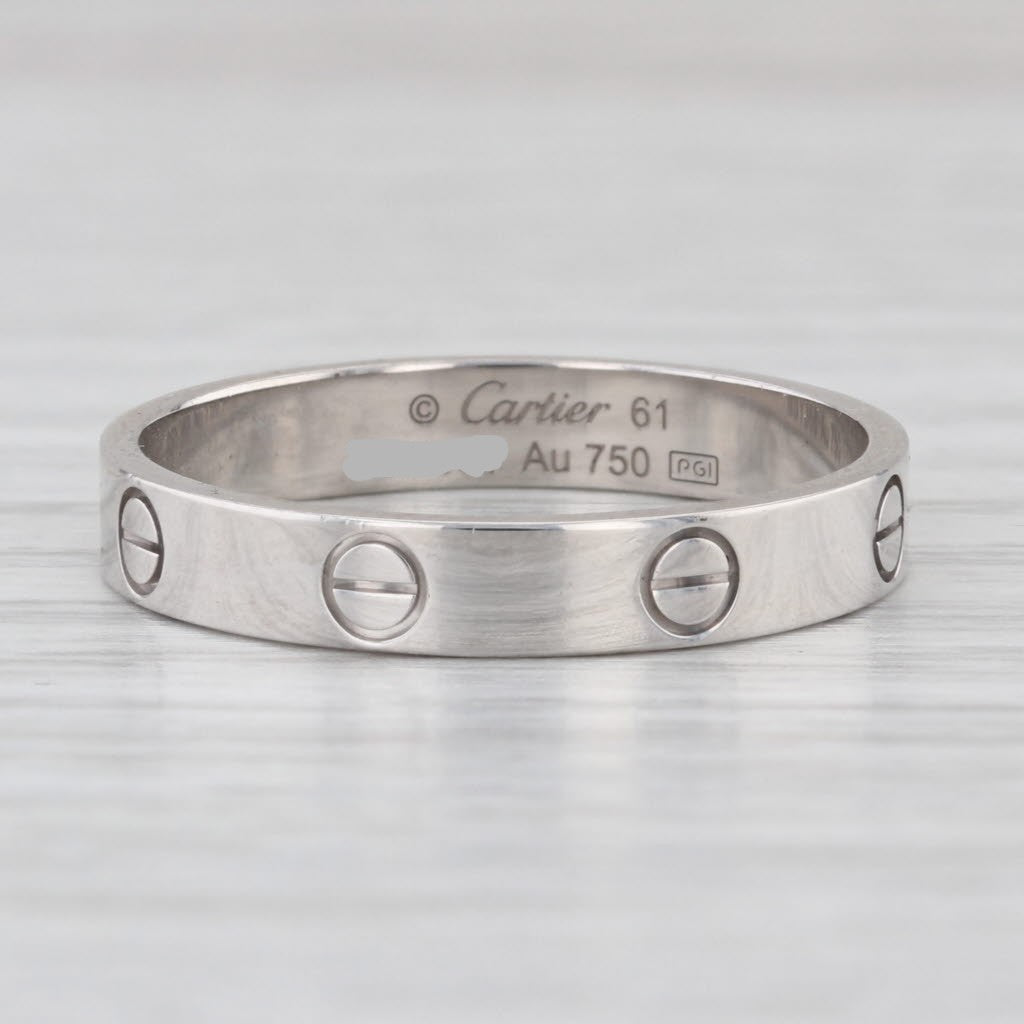 Vintage Cartier Ring 18k White Gold Band Size 9.5 61 Stackable Ring 3.5mm Mini