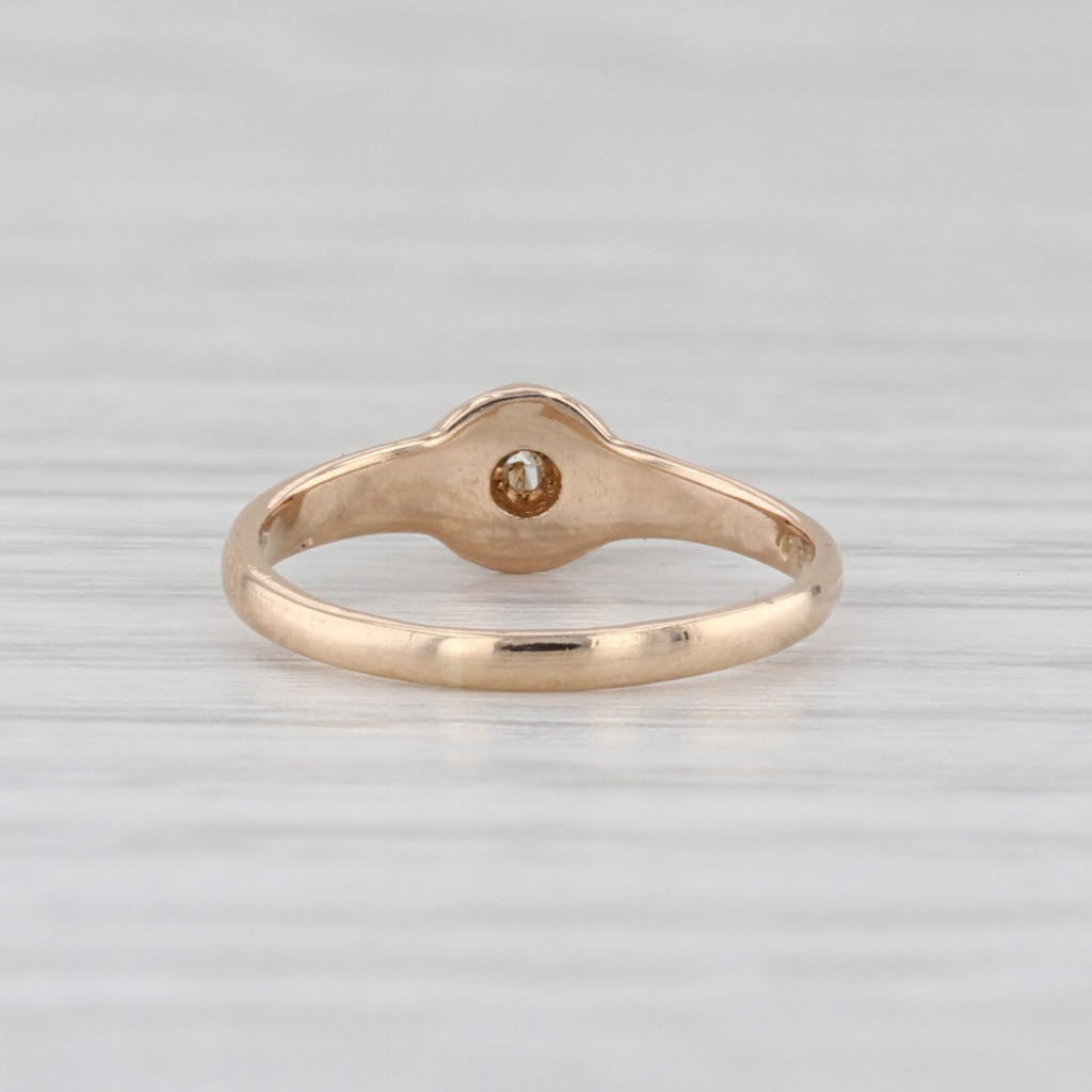 Vintage Ostby Barton Diamond Solitaire Ring 14k Yellow Gold Small Baby Size
