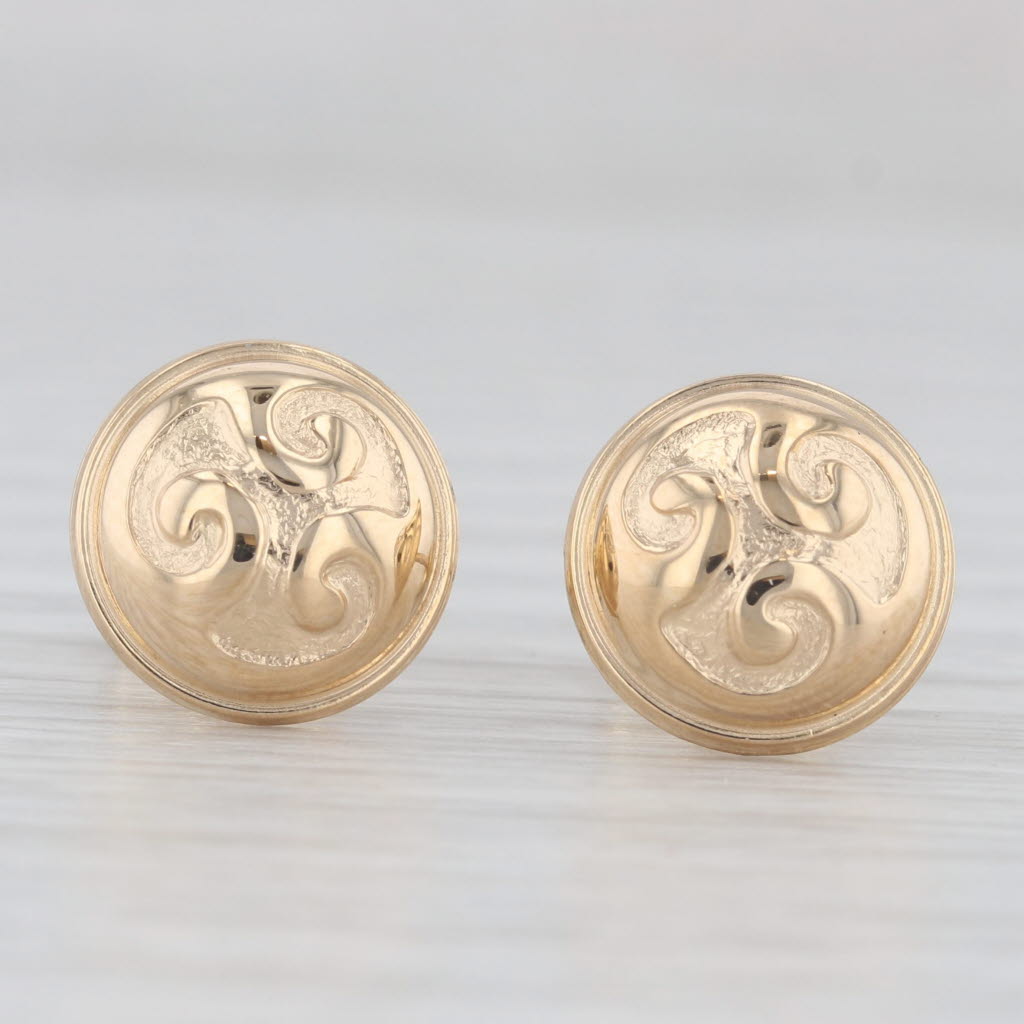 Light Gray Charles Garnier Swirl Stud Earrings 18k Yellow Gold French