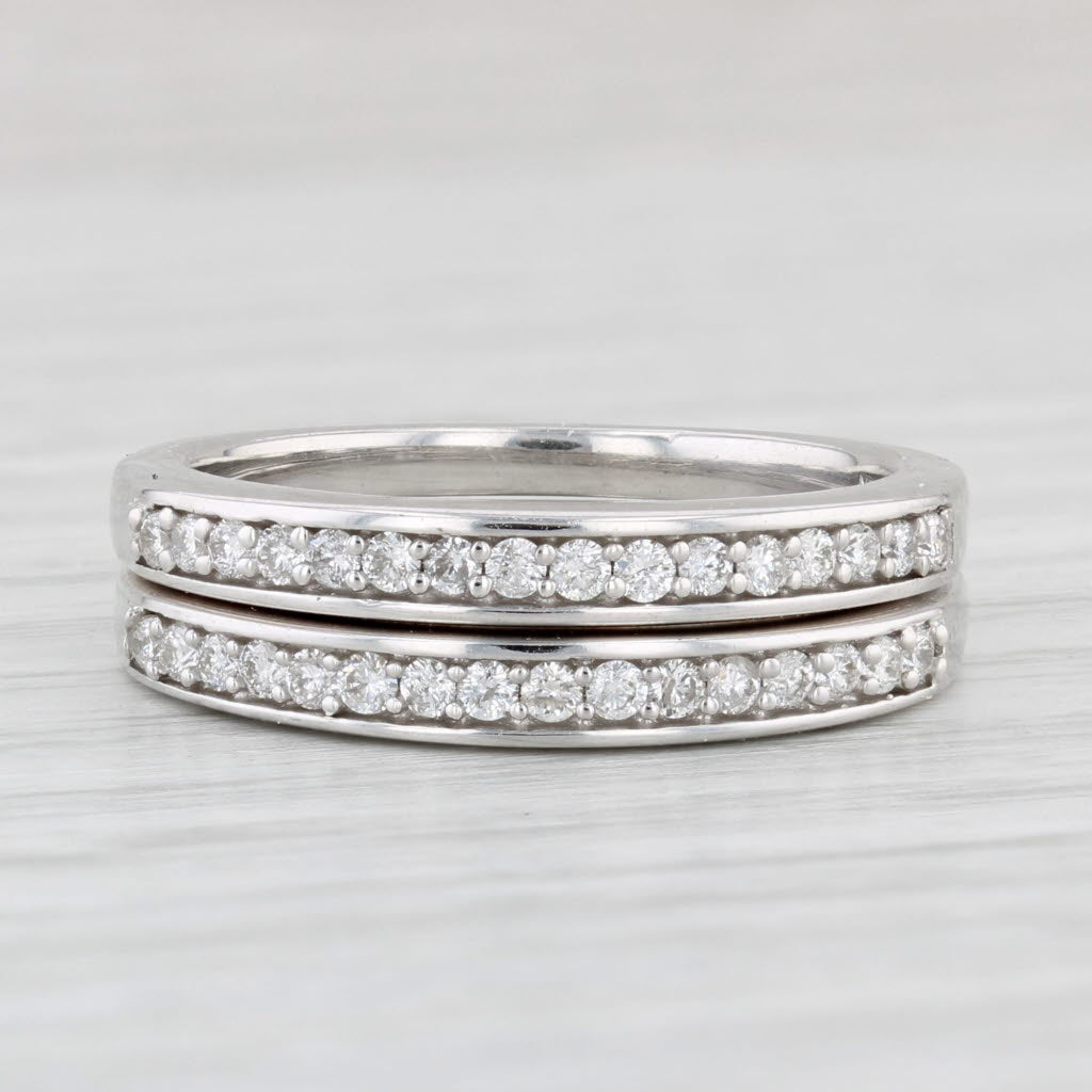 Light Gray 0.45ctw Diamond Rings Set of 2 14k White Gold Size 7 Wedding Bands