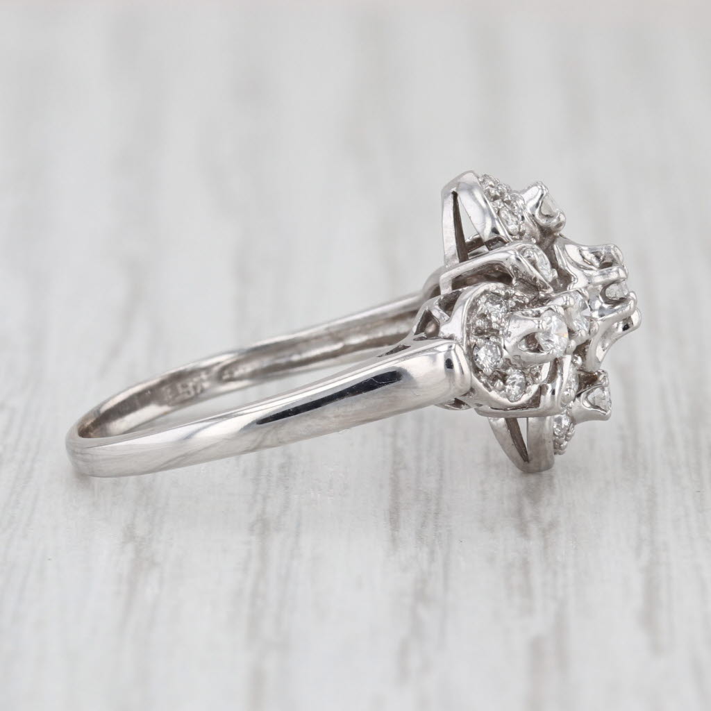 0.50ctw Ornate Diamond Cluster Ring 10k White Gold Size 9