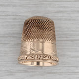 Antique Thimble Size 6 10 Yellow Gold Mountain Village Scene Sewing Collectible