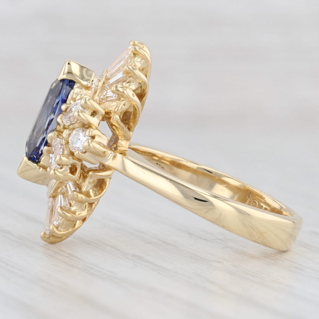 Light Gray 2.45ctw Marquise Blue Sapphire Diamond Halo Ring 18k Yellow Gold Size 5.75