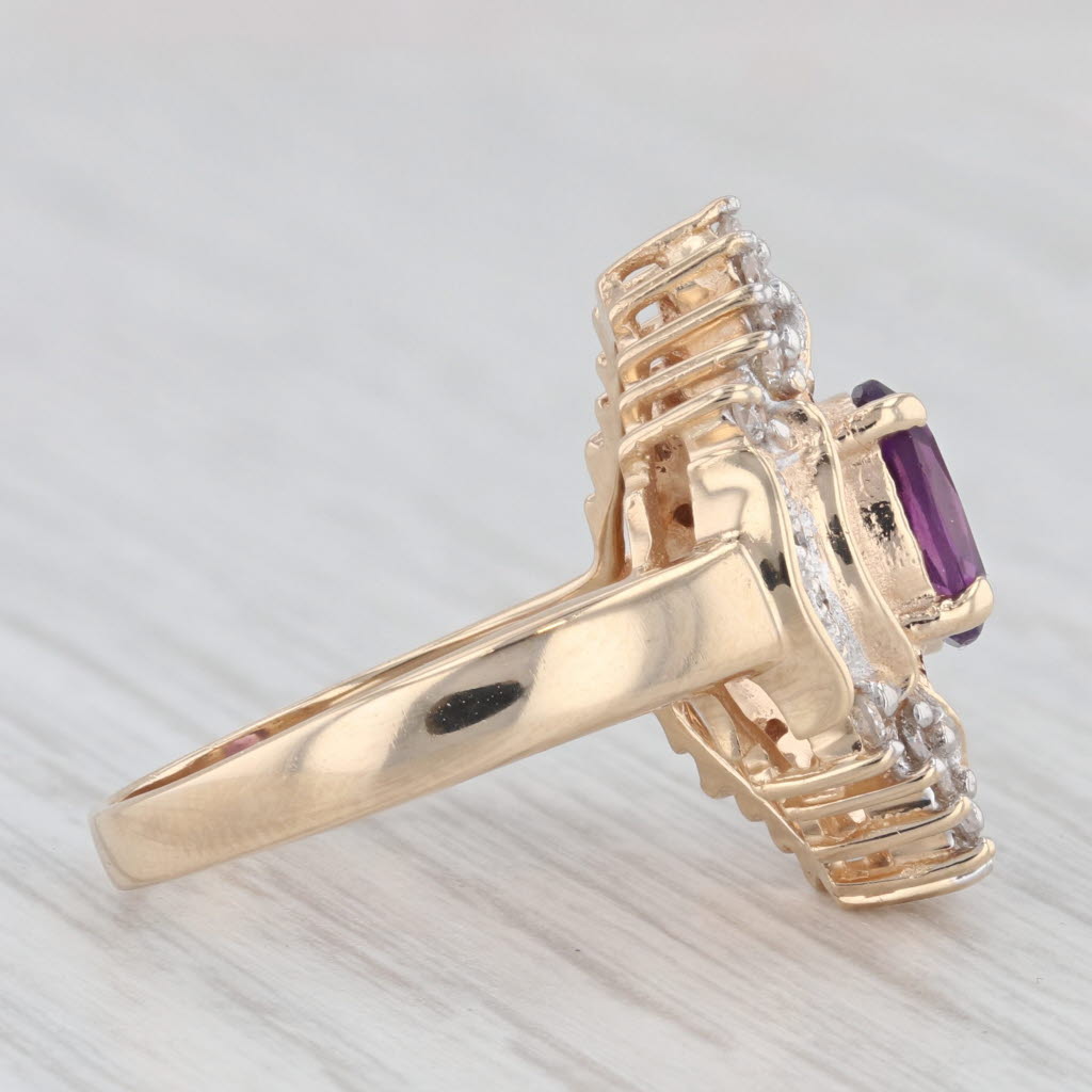 Light Gray 1.24ctw Amethyst Diamond Ring 14k Yellow Gold Size 7.5 Cocktail