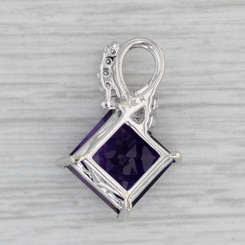 Gray New 3ctw Princess Amethyst Diamond Pendant 14k White Gold