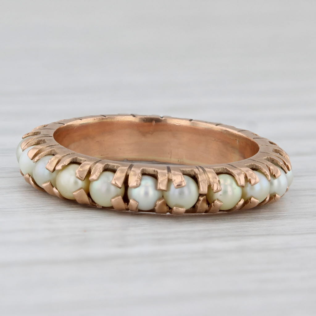 Gray Antique Cultured Pearl Eternity Band 16k Rose Gold Size 6 Ring