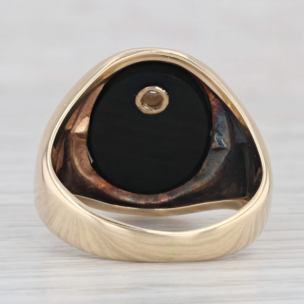 Light Gray Vintage Gold Gilt Masonic Signet Ring 10k Diamond Onyx Blue Lodge Square Compass