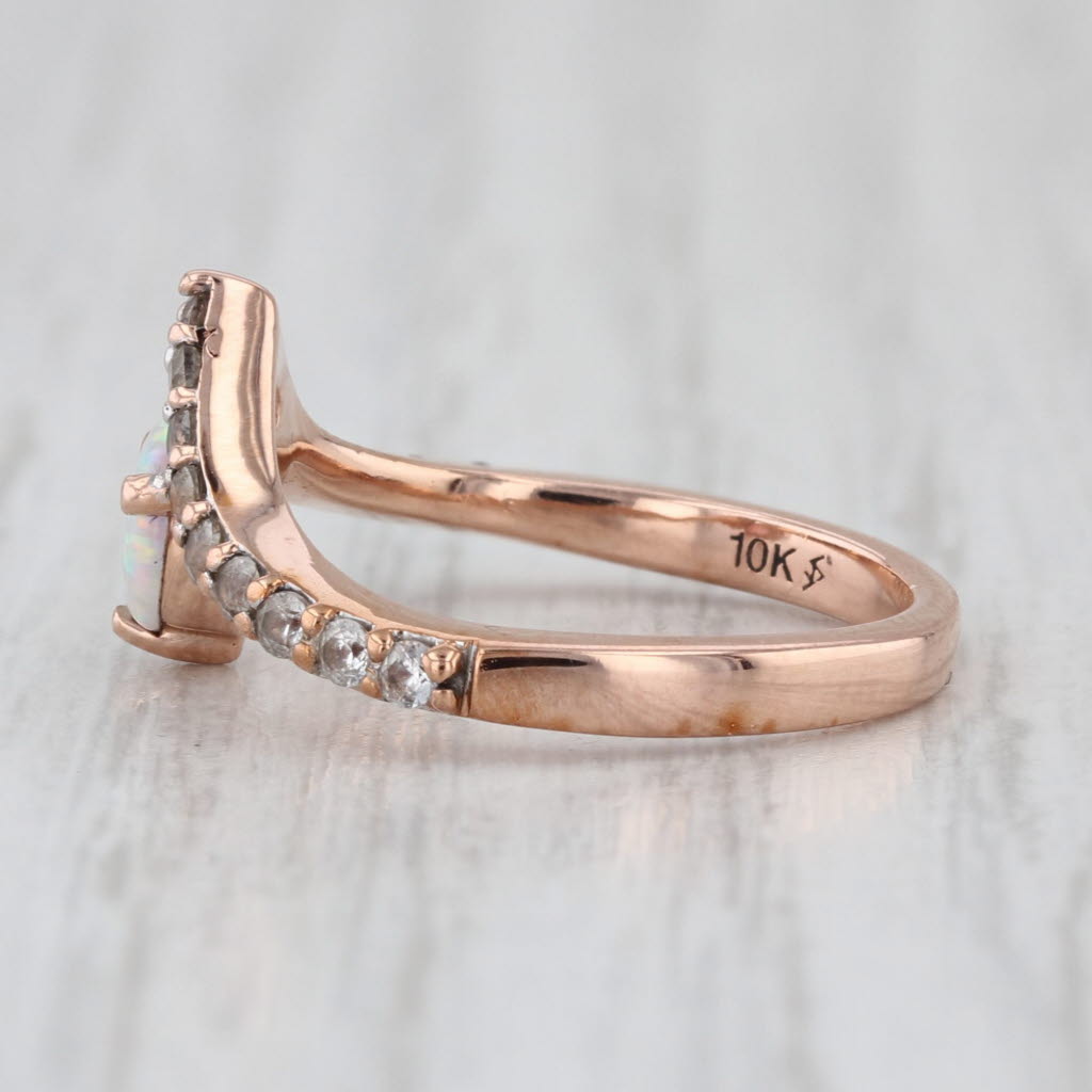 Lab Created Opal Sapphire Contoured Ring 10k Rose Gold Size 4