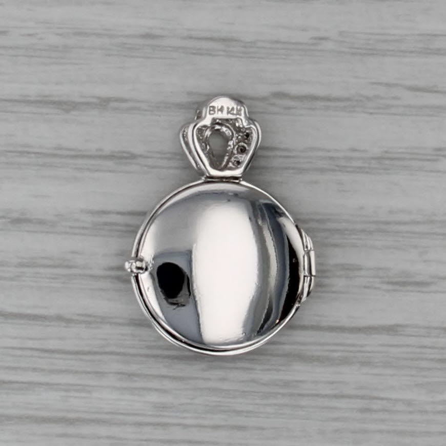 0.28ctw Diamond Flower Diffuser Locket Pendant 14k Gold for Scent Perfume Oil